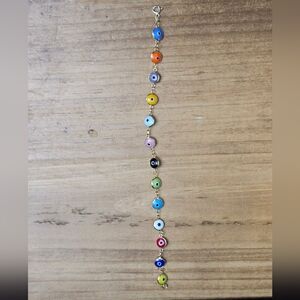 77. 14KT Over 925 Sterling Silver Multicolored Evil Eye Bracelet